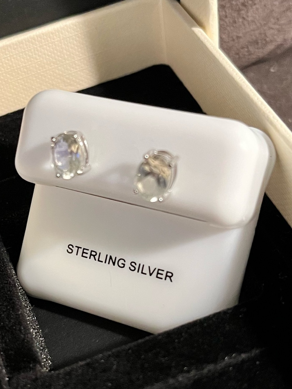 925 Sterling Silver Pale Champagne Moissanite Stud Earrings